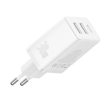 Incarcator GaN, 2x USB, Type-C, Fast Charging, 30W - Baseus (P10111402213-00) - White