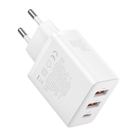 Incarcator GaN, 2x USB, Type-C, Fast Charging, 30W - Baseus (P10111402213-00) - White