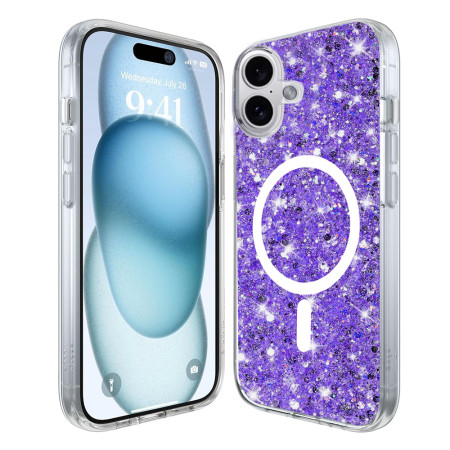 Husa pentru iPhone 16, Glitter MagSafe, Atasare Magnetica, Purple