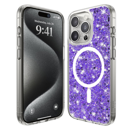 Husa pentru iPhone 16 Pro Max, Glitter MagSafe, Atasare Magnetica, Purple