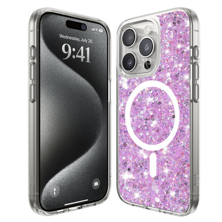 Husa pentru iPhone 16 Pro Max, Glitter MagSafe, Atasare Magnetica, Magenta