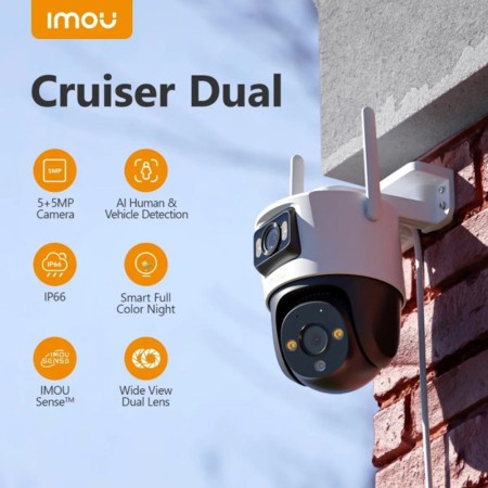 Camera de Supraveghere Wi-Fi, cu Detectare Rapida si Notificari, 6MP - Imou Outdoor Camera Cruiser Dual (IPC-S7XP-6M0WED) - White