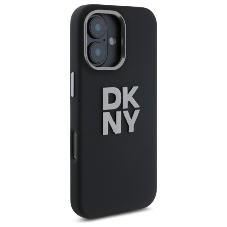 Husa pentru iPhone 16 - DKNY Hardcase Liquid Silicone Metal Logo (DKHCP16SSMCBSK) - Black