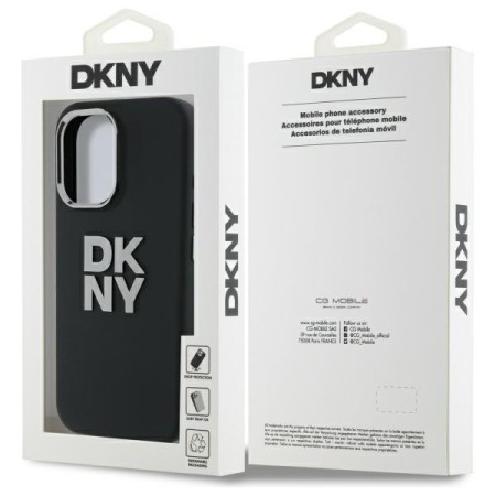 Husa pentru iPhone 16 - DKNY Hardcase Liquid Silicone Metal Logo (DKHCP16SSMCBSK) - Black