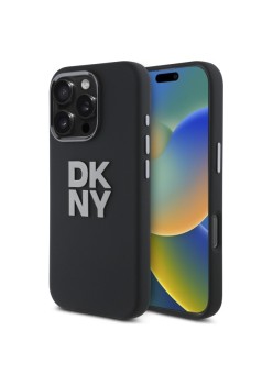 Husa pentru iPhone 16 Pro - DKNY Hardcase Liquid Silicone Metal Logo (DKHCP16LSMCBSK) - Black