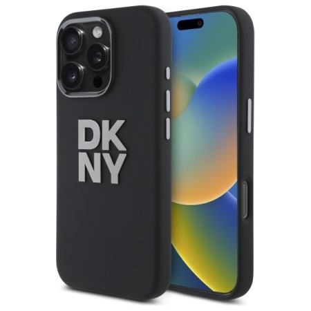 Husa pentru iPhone 16 Pro - DKNY Hardcase Liquid Silicone Metal Logo (DKHCP16LSMCBSK) - Black