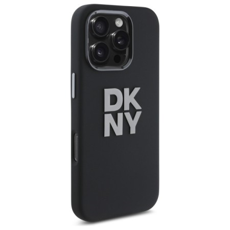 Husa pentru iPhone 16 Pro - DKNY Hardcase Liquid Silicone Metal Logo (DKHCP16LSMCBSK) - Black