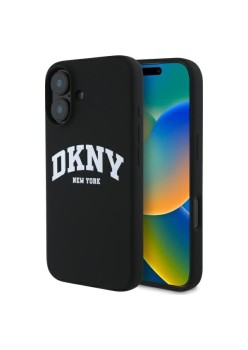 Husa pentru iPhone 16 - DKNY Hardcase Liquid Silicone White Printed Logo MagSafe (DKHMP16SSNYACH) - Black