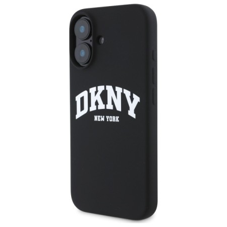 Husa pentru iPhone 16 - DKNY Hardcase Liquid Silicone White Printed Logo MagSafe (DKHMP16SSNYACH) - Black