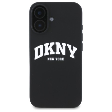 Husa pentru iPhone 16 - DKNY Hardcase Liquid Silicone White Printed Logo MagSafe (DKHMP16SSNYACH) - Black