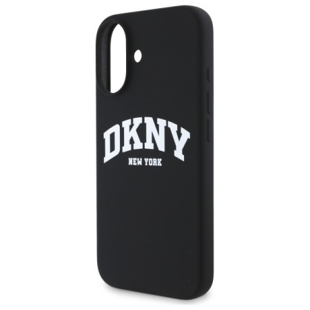 Husa pentru iPhone 16 - DKNY Hardcase Liquid Silicone White Printed Logo MagSafe (DKHMP16SSNYACH) - Black