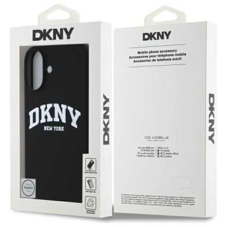 Husa pentru iPhone 16 - DKNY Hardcase Liquid Silicone White Printed Logo MagSafe (DKHMP16SSNYACH) - Black