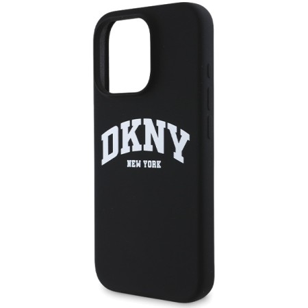 Husa pentru iPhone 16 Pro - DKNY Hardcase Liquid Silicone White Printed Logo MagSafe (DKHMP16LSNYACH) - Black