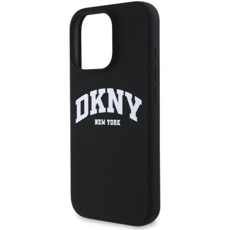 Husa pentru iPhone 16 Pro Max - DKNY Hardcase Silicone White Printed Logo MagSafe (DKHMP16XSNYACH) - Black