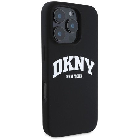 Husa pentru iPhone 16 Pro Max - DKNY Hardcase Silicone White Printed Logo MagSafe (DKHMP16XSNYACH) - Black