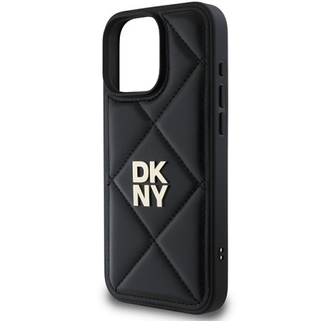 Husa iPhone 16 Pro Max - DKNY Leather Quilted Stack Logo (DKHCP16XPQDSLK) - Black