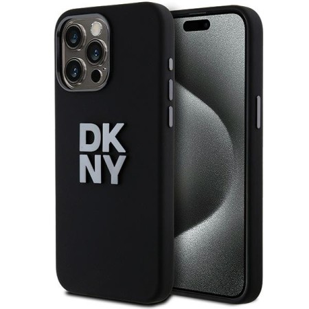 Husa pentru iPhone 15 Pro Max - DKNY Hardcase Liquid Silicone Metal Logo (DKHCP15XSMCBSK) - Black