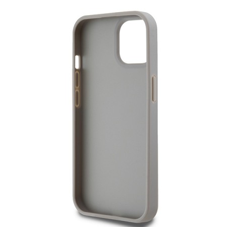 Husa iPhone 15 Plus - DKNY Leather Mono Stripe and Metal Logo (DKHCP15MPRTHSLE) - Beige