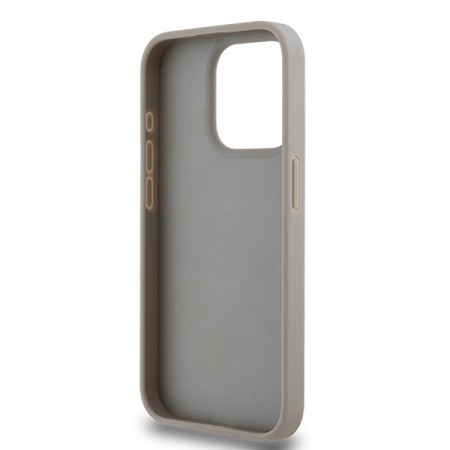 Husa iPhone 15 Pro Max - DKNY Leather Mono Stripe and Metal Logo (DKHCP15XPRTHSLE) - Beige