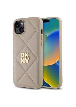 Husa iPhone 15 Plus - DKNY Leather Quilted Stack Logo (DKHCP15MPQDSLE) - Black