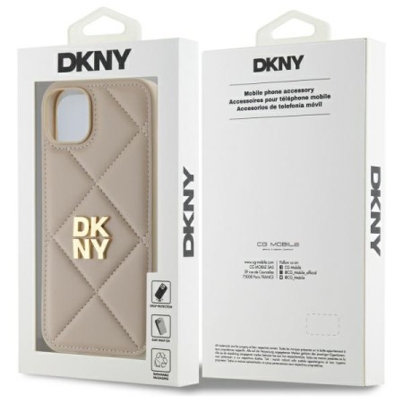 Husa iPhone 15 Plus - DKNY Leather Quilted Stack Logo (DKHCP15MPQDSLE) - Black