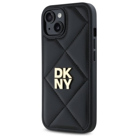 Husa iPhone 15 - DKNY Leather Quilted Stack Logo (DKHCP15SPQDSLK) - Black