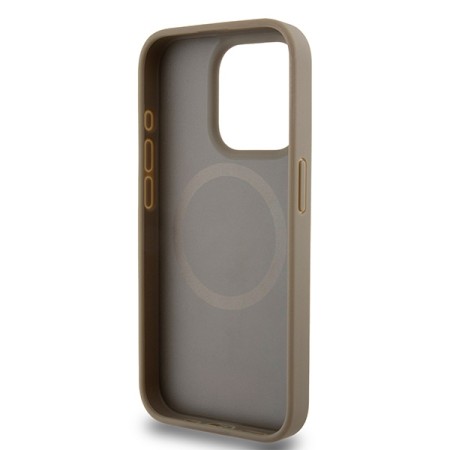 Husa iPhone 15 Pro - DKNY Leather Printed Pattern Metal Logo MagSafe (DKHMP15LPSOSPW) - Brown