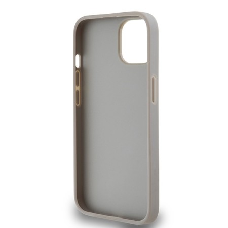 Husa iPhone 15 - DKNY Leather Mono Stripe and Metal Logo (DKHCP14SPRTHSLE) - Beige