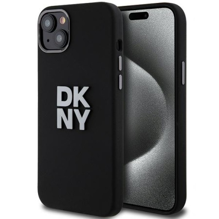 Husa pentru iPhone 15 - DKNY Hardcase Liquid Silicone Metal Logo (DKHCP15SSMCBSK) - Black