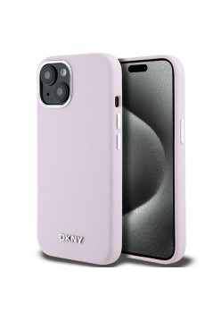 Husa pentru iPhone 15 - DKNY Hardcase Liquid Silicone Small Metal Logo MagSafe (DKHMP15SSMCHLP) - Pink