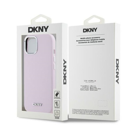 Husa pentru iPhone 15 - DKNY Hardcase Liquid Silicone Small Metal Logo MagSafe (DKHMP15SSMCHLP) - Pink