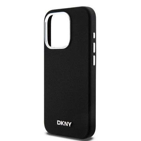 Husa pentru iPhone 15 Pro - DKNY Hardcase Liquid Silicone Small Metal Logo MagSafe (DKHMP15LSMCHLK) - Black