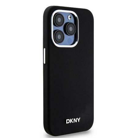 Husa pentru iPhone 15 Pro - DKNY Hardcase Liquid Silicone Small Metal Logo MagSafe (DKHMP15LSMCHLK) - Black