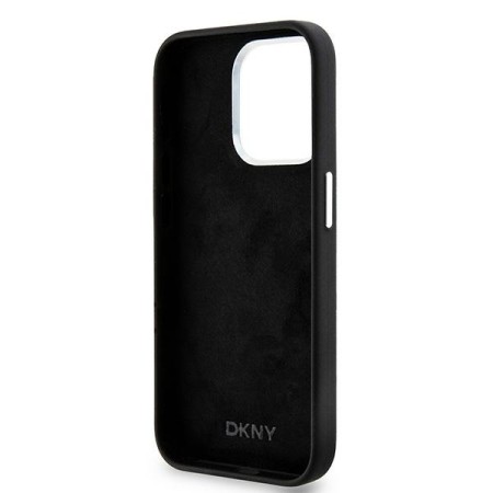 Husa pentru iPhone 15 Pro - DKNY Hardcase Liquid Silicone Small Metal Logo MagSafe (DKHMP15LSMCHLK) - Black