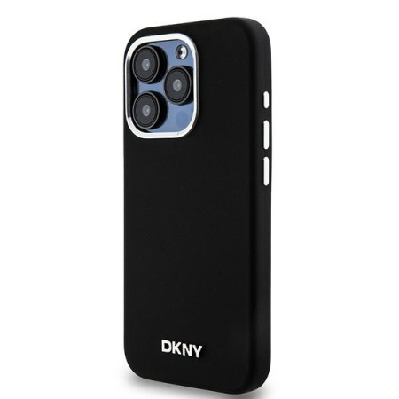 Husa pentru iPhone 15 Pro - DKNY Hardcase Liquid Silicone Small Metal Logo MagSafe (DKHMP15LSMCHLK) - Black