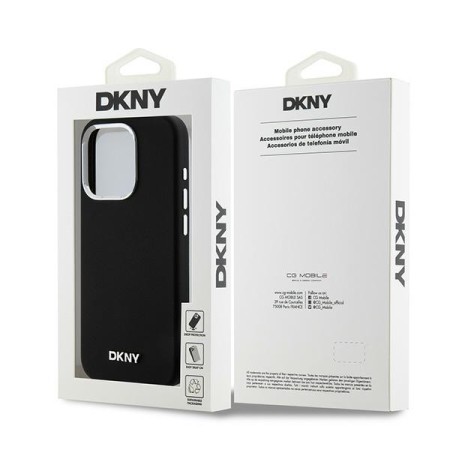 Husa pentru iPhone 15 Pro - DKNY Hardcase Liquid Silicone Small Metal Logo MagSafe (DKHMP15LSMCHLK) - Black