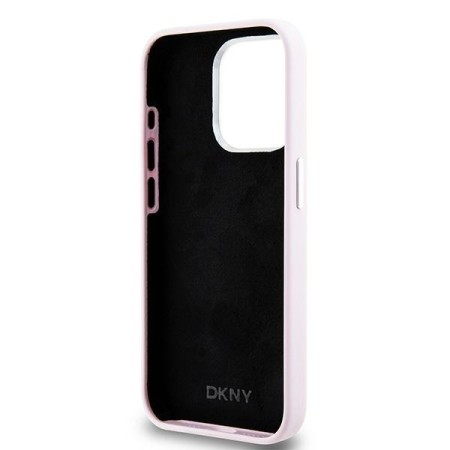 Husa pentru iPhone 15 Pro - DKNY Hardcase Liquid Silicone Small Metal Logo MagSafe (DKHMP15LSMCHLP) - Pink