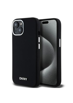 Husa pentru iPhone 15 Plus - DKNY Hardcase Liquid Silicone Small Metal Logo MagSafe (DKHMP15MSMCHLK) - Black