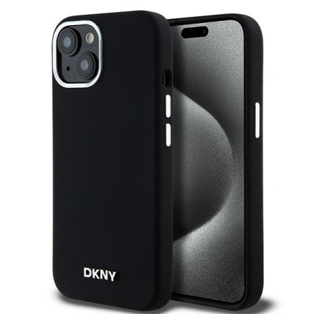 Husa pentru iPhone 15 Plus - DKNY Hardcase Liquid Silicone Small Metal Logo MagSafe (DKHMP15MSMCHLK) - Black