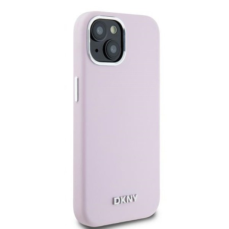 Husa pentru iPhone 15 Plus - DKNY Hardcase Liquid Silicone Small Metal Logo MagSafe (DKHMP15MSMCHLP) - Pink