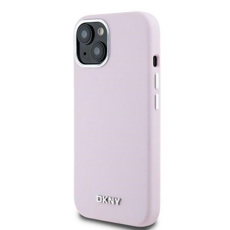 Husa pentru iPhone 15 Plus - DKNY Hardcase Liquid Silicone Small Metal Logo MagSafe (DKHMP15MSMCHLP) - Pink