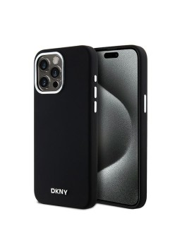 Husa pentru iPhone 15 Pro Max - DKNY Hardcase Liquid Silicone Small Metal Logo MagSafe (DKHMP15XSMCHLK) - Black