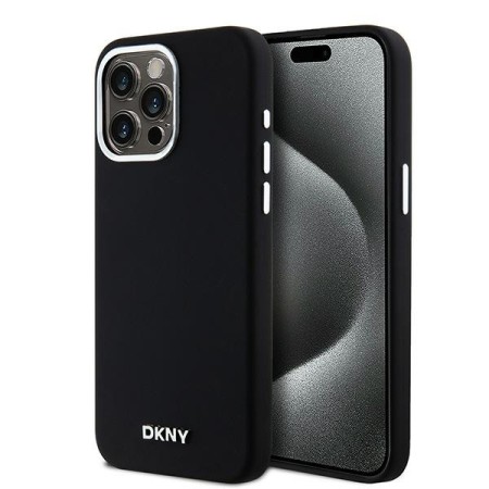 Husa pentru iPhone 15 Pro Max - DKNY Hardcase Liquid Silicone Small Metal Logo MagSafe (DKHMP15XSMCHLK) - Black