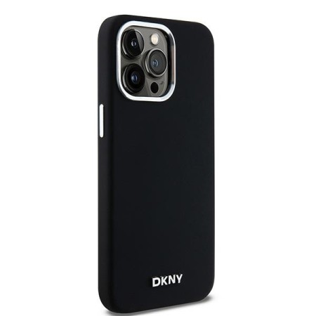 Husa pentru iPhone 15 Pro Max - DKNY Hardcase Liquid Silicone Small Metal Logo MagSafe (DKHMP15XSMCHLK) - Black