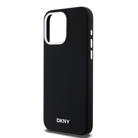 Husa pentru iPhone 15 Pro Max - DKNY Hardcase Liquid Silicone Small Metal Logo MagSafe (DKHMP15XSMCHLK) - Black