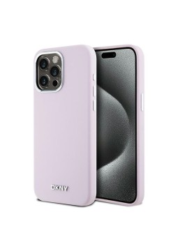 Husa pentru iPhone 15 Pro Max - DKNY Hardcase Liquid Silicone Small Metal Logo MagSafe (DKHMP15XSMCHLP) - Pink