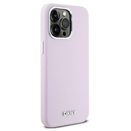 Husa pentru iPhone 15 Pro Max - DKNY Hardcase Liquid Silicone Small Metal Logo MagSafe (DKHMP15XSMCHLP) - Pink