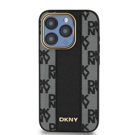 Husa iPhone 15 Pro Max - DKNY Leather Checkered Mono Pattern MagSafe (DKHMP15XPCPVSLK) - Black