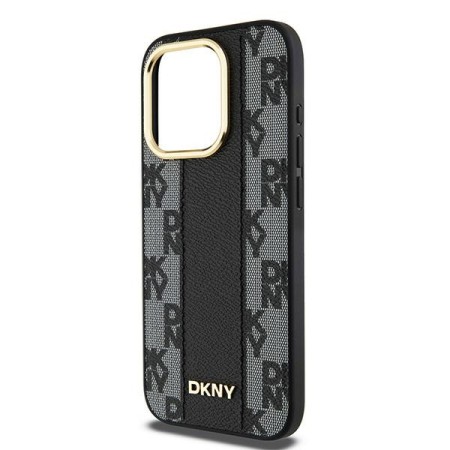 Husa iPhone 15 Pro Max - DKNY Leather Checkered Mono Pattern MagSafe (DKHMP15XPCPVSLK) - Black