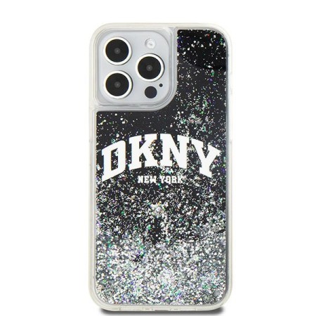 Husa pentru iPhone 15 Pro Max - DKNY Hardcase Liquid Glitter Big Logo (DKHCP15XLBNAEK) - Black